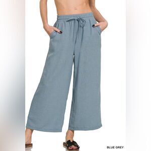 Zenana Outfitters Blue Grey Wide-Leg Pants